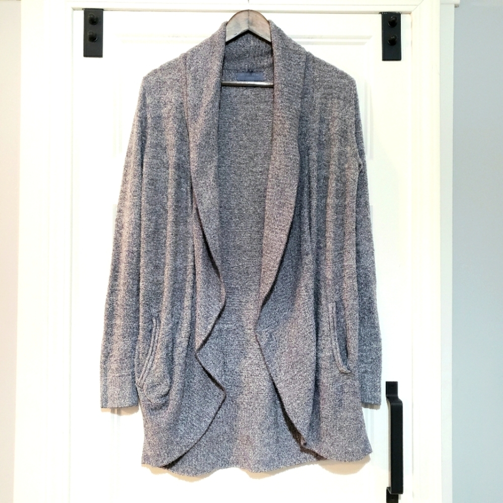 Barefoot Dreams Circle Cardigan Sweater Womens M Heather Grey Open Front
